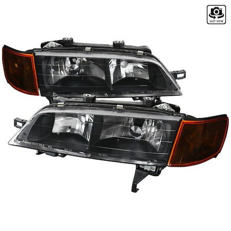 Spec-D Tuning 94-97 Honda Accord Crystal Housing Headlight 1 Piece Black Housing 2LCLH-ACD94JM-RS